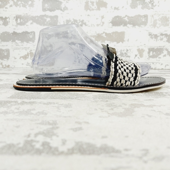 New Rag & Bone Leather Melrose Bicolor Plank Black & White Flat Sandals W738 - Picture 5 of 11